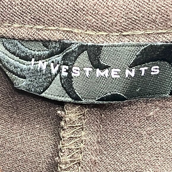 Investments Womens Brown Straight-Leg Pants Size 14R Polyester Rayon Spandex Ble - Picture 3 of 9